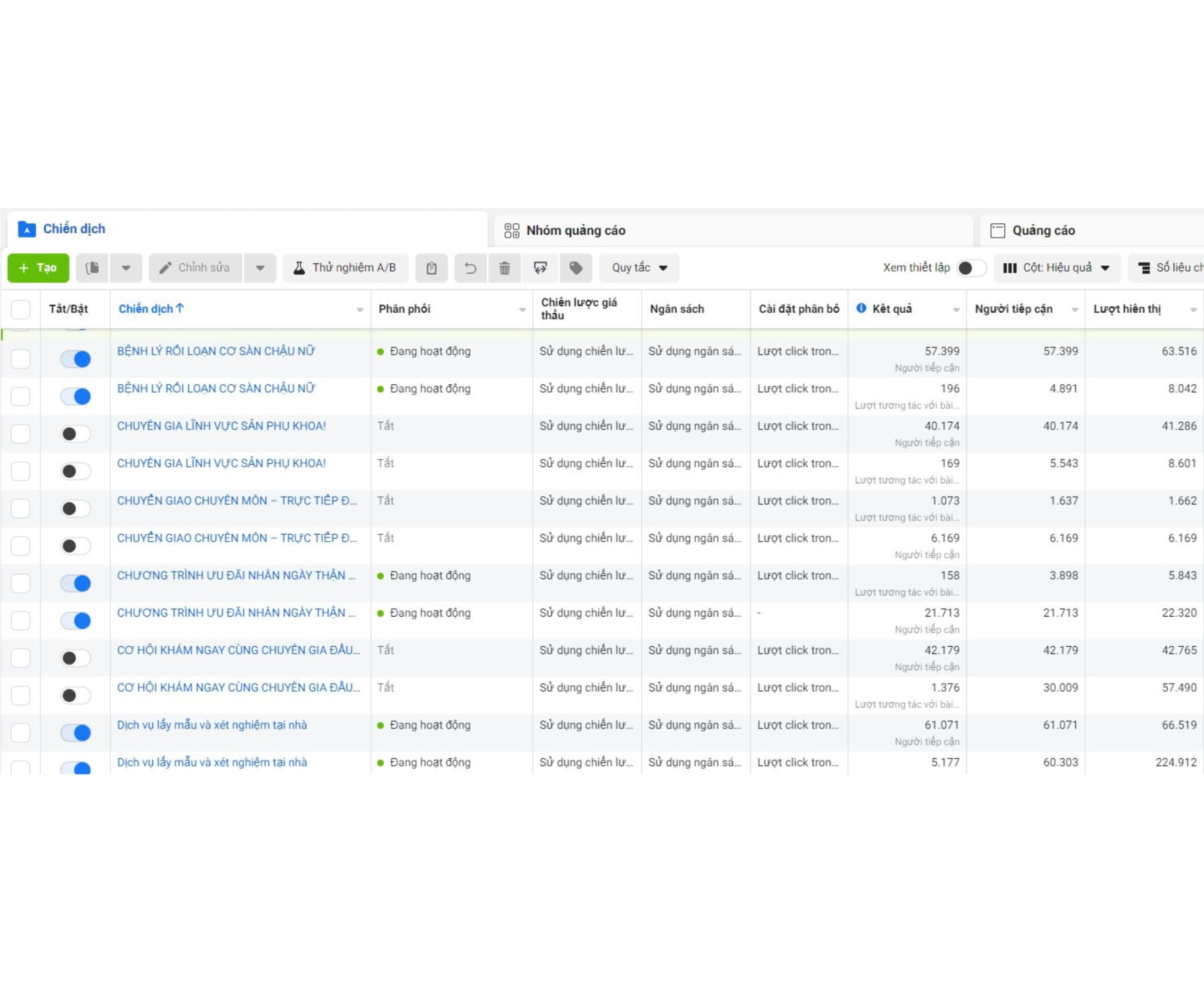 báo cáo chiến dịch quảng cáo facebook của the7