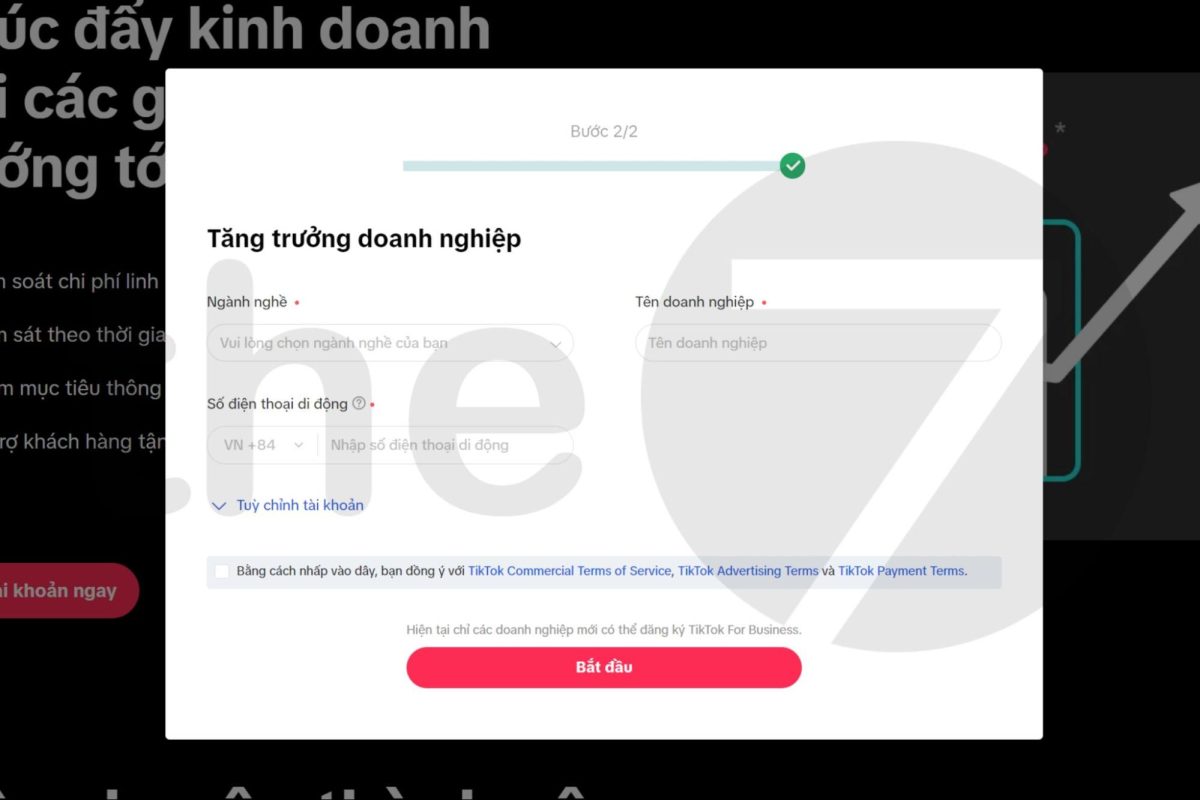 Cách tạo tài khoản quảng cáo TikTok