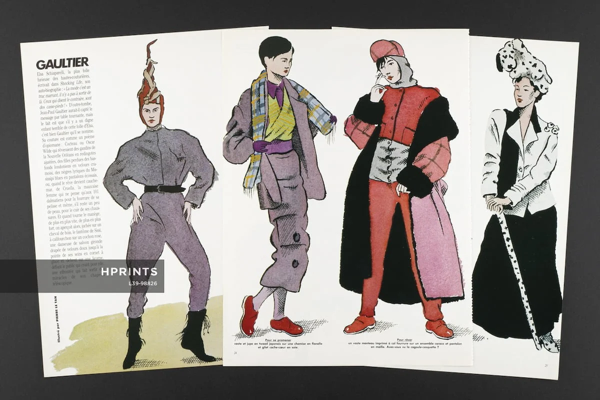 Trong bộ sưu tập ra mắt năm 1984, Jean-Paul Gaultier đã tinh tế lồng ghép những khía cạnh nữ tính vào trang phục nam giới. Nguồn-HPrint